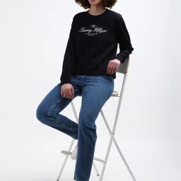 TOMMY HILFIGER Navy Cotton Graphic Print Sweatshirt image 4