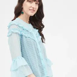 Kibo Black Chiffon Self Tops image 4