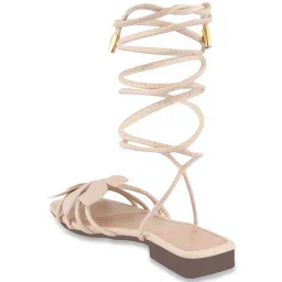 Shoetopia Women's Beige Gladiator Sandals image 4