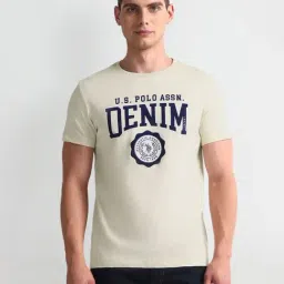 U.S. Polo Assn. Denim Co. Beige Cotton Slim Fit Logo Printed T-Shirt-picture-21