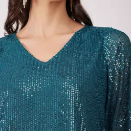 Fablestreet Blue Polyester Embellished Shift Dress image 4