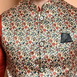 PRINTCULTR Men Regular Pure Silk Kurta with Trousers image 2