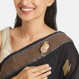 ATIBELLE Gold-Plated Kundan Studded Saree Clip image 4