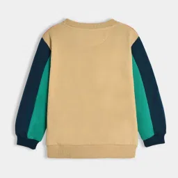 MiArcus Unisex Beige Color Block Full Sleeves Sweatshirt image 4