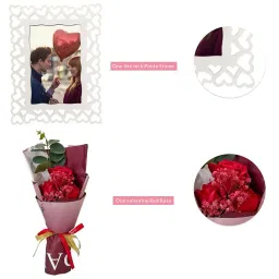 Art Street Photo Frame With Red Roses & Artificial Plant Gift Set image 4