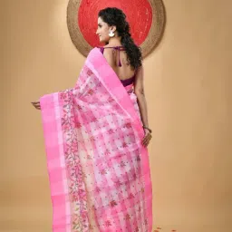 Desh Bidesh Pink & White Cotton Printed Saree image 2