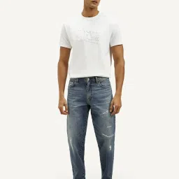 Levi's 550'92 Blue Cotton Relaxed Fit Distressed Jeans image 4