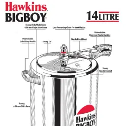 Hawkins BigBoy Silver Aluminium 14 L Pressure Cooker - Set of 1 image 3