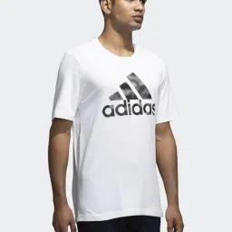 Adidas White Regular Fit Printed Sports T-Shirt image 4