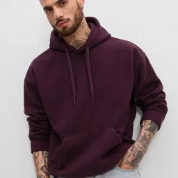 The Souled Store Purple Cotton Polyblend Loose Fit Hoodies image 4