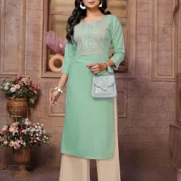 Rangita Green Solid Kurta image 4