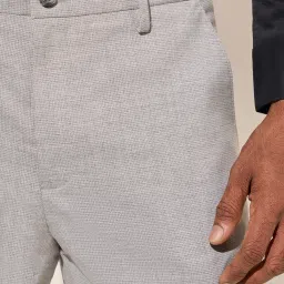 WES Formals by Westside Grey Slim-Fit Mid-Rise Trousers image 4