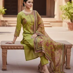 Silakaari Embroidered Pure Cotton Unstitched Dress Material image 2