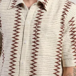 Kotty Men Geometric Self Design Cotton Sheer Casual Shirt image 4