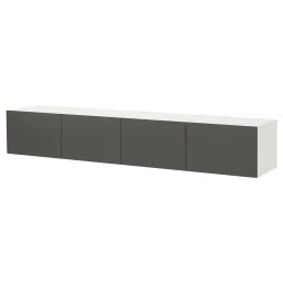 ikea bestå TV bench with doors, white/Lappviken dark grey, 240x42x38 cm image 1