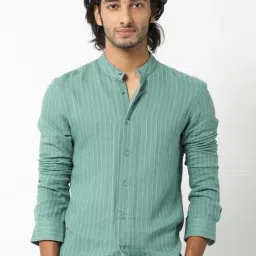 Rare Rabbit Green Cotton Regular Fit Striped Shirt-picture-39