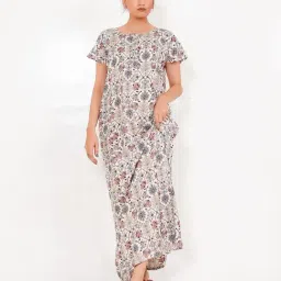The Kaftan Company Cream Regular Fit Printed Nightdress-image-61