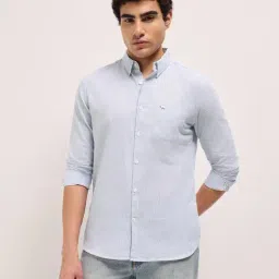 The Bear House Blue Striped Regular Fit Shirt-image-9