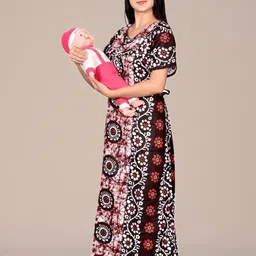 ANKONA Ethnic Motifs Printed Maternity Pure Cotton Maxi Nightdress image 4