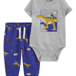 Carter's Half Sleeves Onesie with Dino Print & Leggings- Blue-picture-33