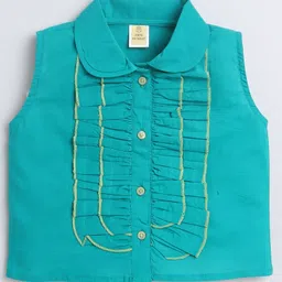 Aww Hunnie 100% Cotton Sleeveless Frill Detailed Top - Green-picture-19