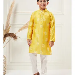 Stylo Bug Full Sleeves Bandhej DesignedKurta Set - Yellow-image-36