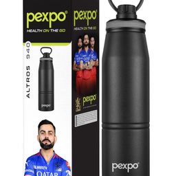 Pexpo Altros Pro Stainless Steel Hot & Cold Vacuum Insulated Flask, 940ml, Knight Black |Leak Proof| Easy to Carry Loop Handle |Sports Water Bottle| Trekking |Gym| Office | Home | Limited RCB Edition-picture-34