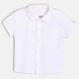 MINI KLUB Cotton Knit Half Sleeves Textured Shirt - White-picture-36