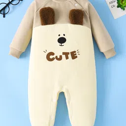 Mark & Mia Full Sleeves Winter Wear Romper With Dog Embroidery & Ear Applique - Beige-picture-15
