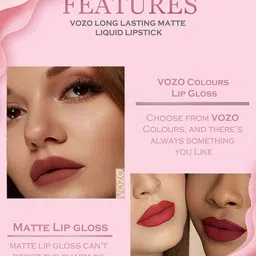 VOZO Set Of 2 Stay-All-Day Matte Liquid Lipstick - 8 ml Each - Magenta - 105 Maroon - 201 image 5