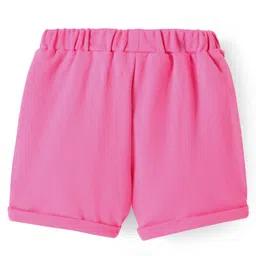 Babyoye Interlock Knit With Eco Jiva Finish Shorts With Animal & Floral Print Pack of 3 - Red Lime Green & Pink image 3