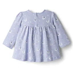 ToffyHouse 100% Cotton Knit Full Sleeves Top & Leggings Set With Headband & Ducks Print - Purple & Pink image 3