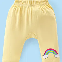 Babyhug Full Length Diaper Leggings Pack of 3 Unicorn Printed - Pink & Yellow image 4