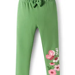 Babyoye 100% Cotton With Eco Jiva Finish Full Length Leggings Floral Print Pack Of 2 - Green & Beige image 4