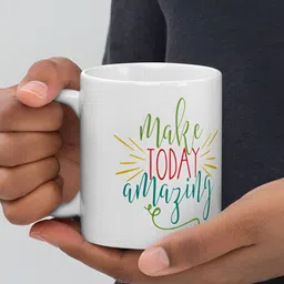 Mr UVD White & Green Typography Printed Ceramic Glossy Mug image 2