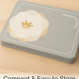 Myntra Elegant Homes 2Pcs Grey & Beige Patterned Waterproof Anti-Slip Table Placemats image 2