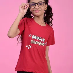 Crimsoune Club Girls Typography Printed Round Neck Slim Fit T-shirt-image-44