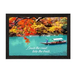 eCraftIndia Blue & Red Autumn Season River View Satin Matt Texture UV Art Painting image 3