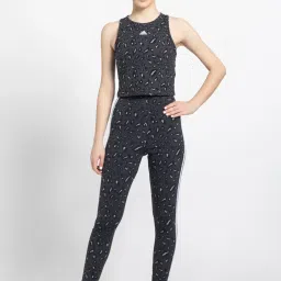 adidas Grey Cotton Printed Sports Crop T-Shirt image 4