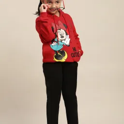 Kidsville Mickey & Friends Printed Red Hoodie For Girls image 4