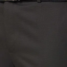 Raymond Dark Brown Slim Fit Self Design Flat Front Trousers image 4