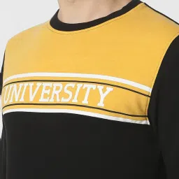 Peter England University Black Slim Fit Colour Block Sweatshirt image 4