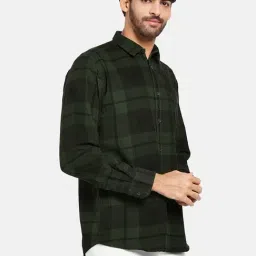 METTLE Pine Green Cotton Regular Fit Checks Shirt image 4