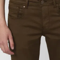 Peter England Jeans Brown Cotton Slim Fit Jeans image 4