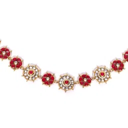 Panash Gold Plated Kundan Stone Studded & Pearls Beaded Matha Patti image 4