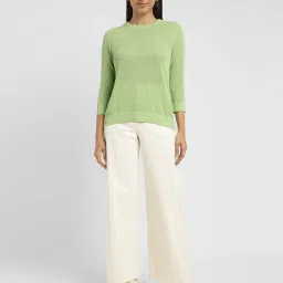 Levi's Light Green Cotton Self Design Sweater image 4