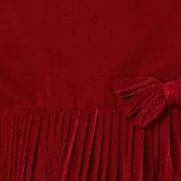 Fame Forever by Lifestyle Kids Red Cotton Applique Full Sleeves Dress image 4