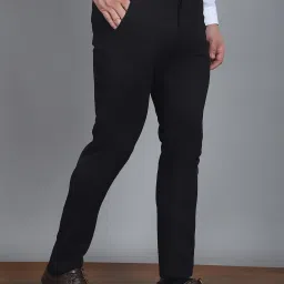 Jainish Black Tapered Fit Texture Trousers image 4