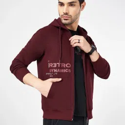 Sf Jeans By Pantaloons Red Regular Fit Hooded Sweatshirt image 4