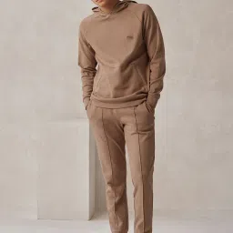 ANDAMEN Dark Khaki Regular Fit Cotton Hooded Sweatshirt image 4